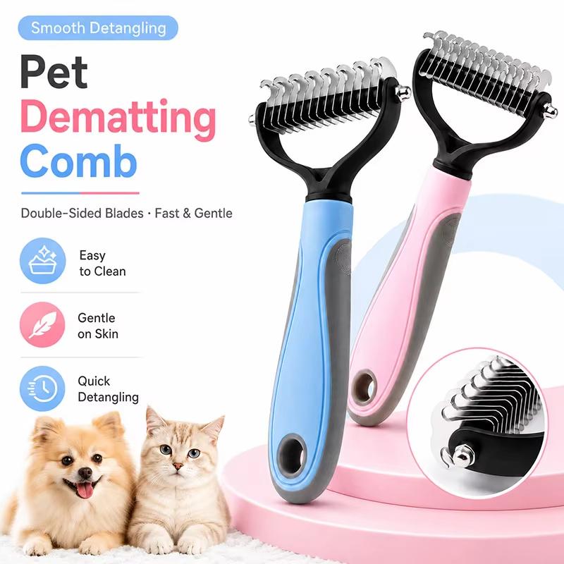 Hair Care Daily - 犬猫用抜け毛除去ブラシ ペットグルーミングコーム 犬の抜け毛を除去し、毛玉を解く 子犬の毎日のケアに