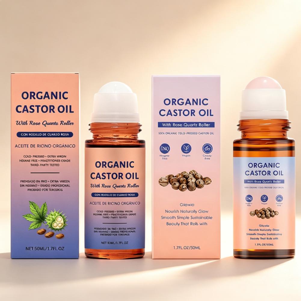 Hair Care Daily - オーガニックキャスターオイル ローズクォーツローラー付き ヘア＆ボディケアオイル 50ml 肌修復・栄養補給 オリジナル携帯用