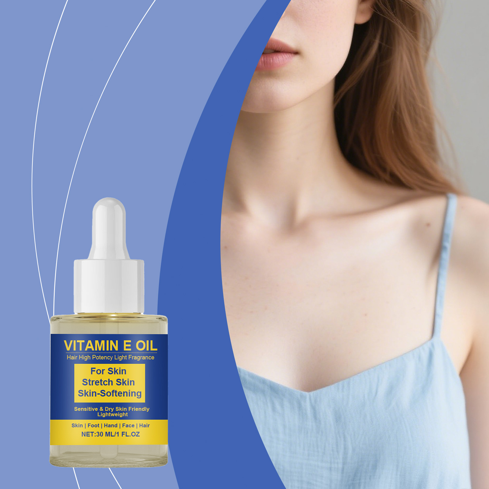 Hair Care Vitamin E - ビタミンEオイル - 優しい保湿、毎日の快適さのためのリフレッシュモイスチャライザー、顔、手、足、髪に栄養を与えるオイル