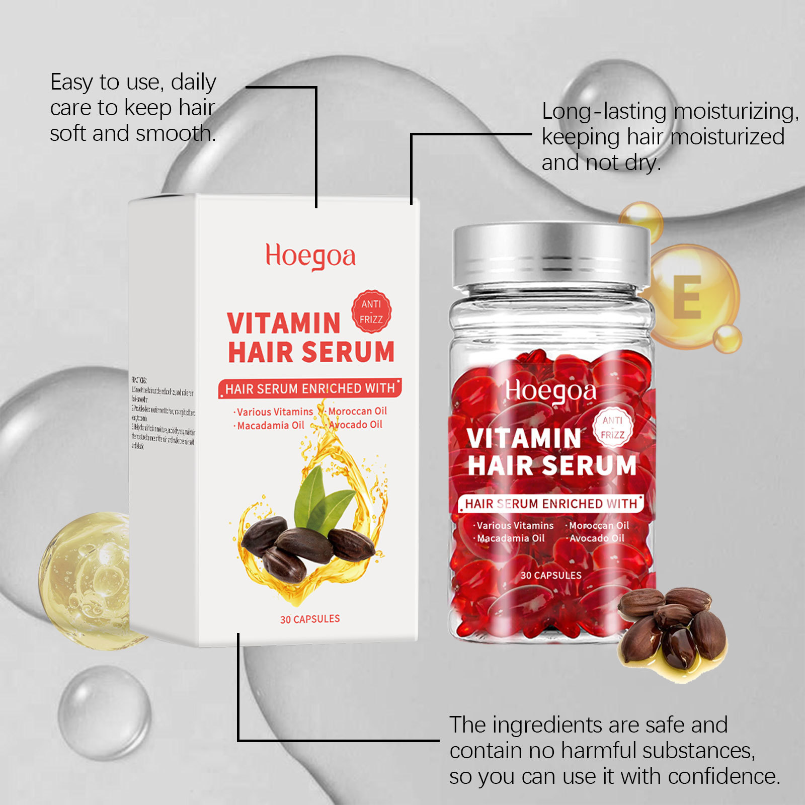 Hair Care Serum - ビタミン ヘアケア セラム カプセル 再成長促進 オイルコントロール