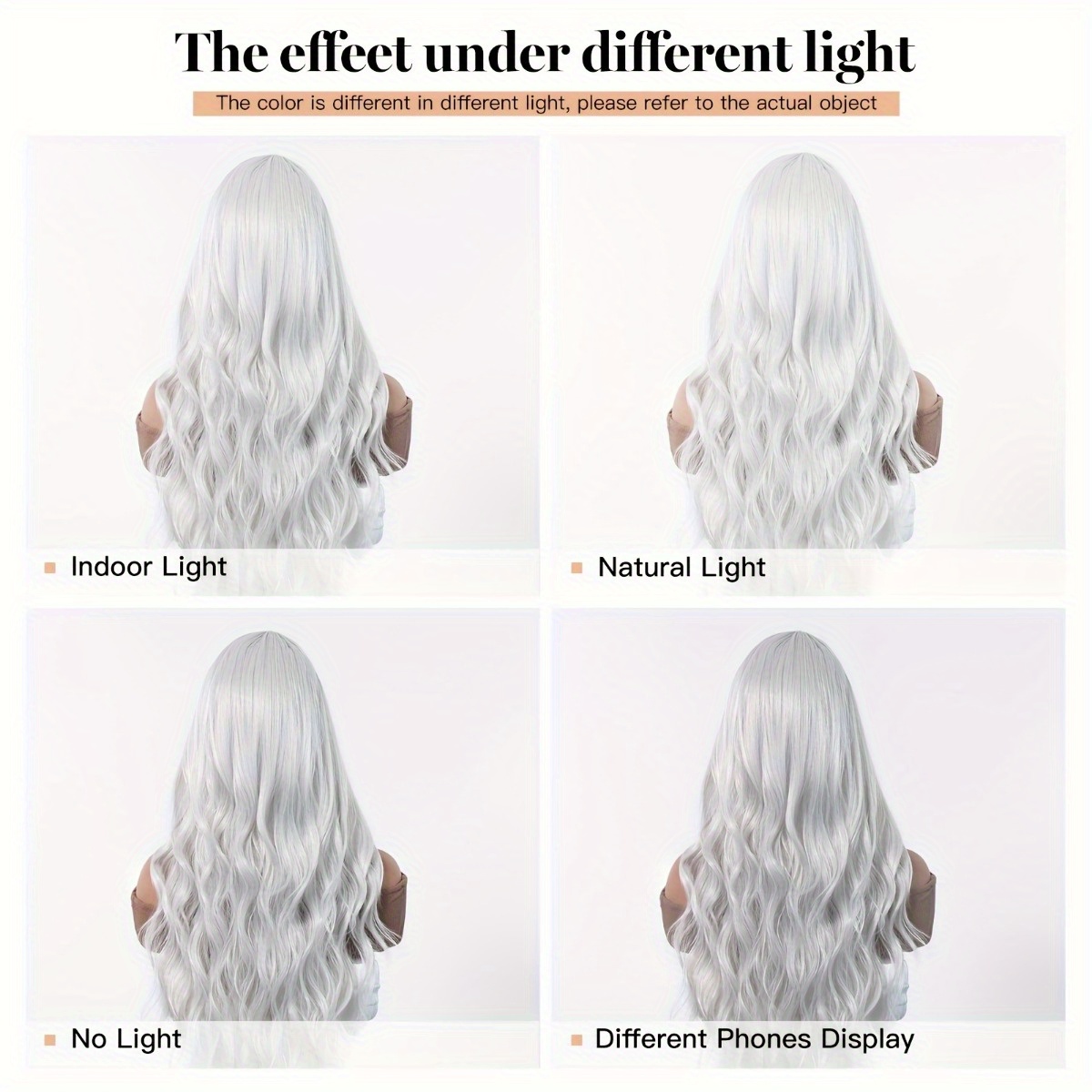 安信ブランド合成繊維ウィッグ：シルバーホワイトの自然な大きな - Hair Care Daily のレビューと価格