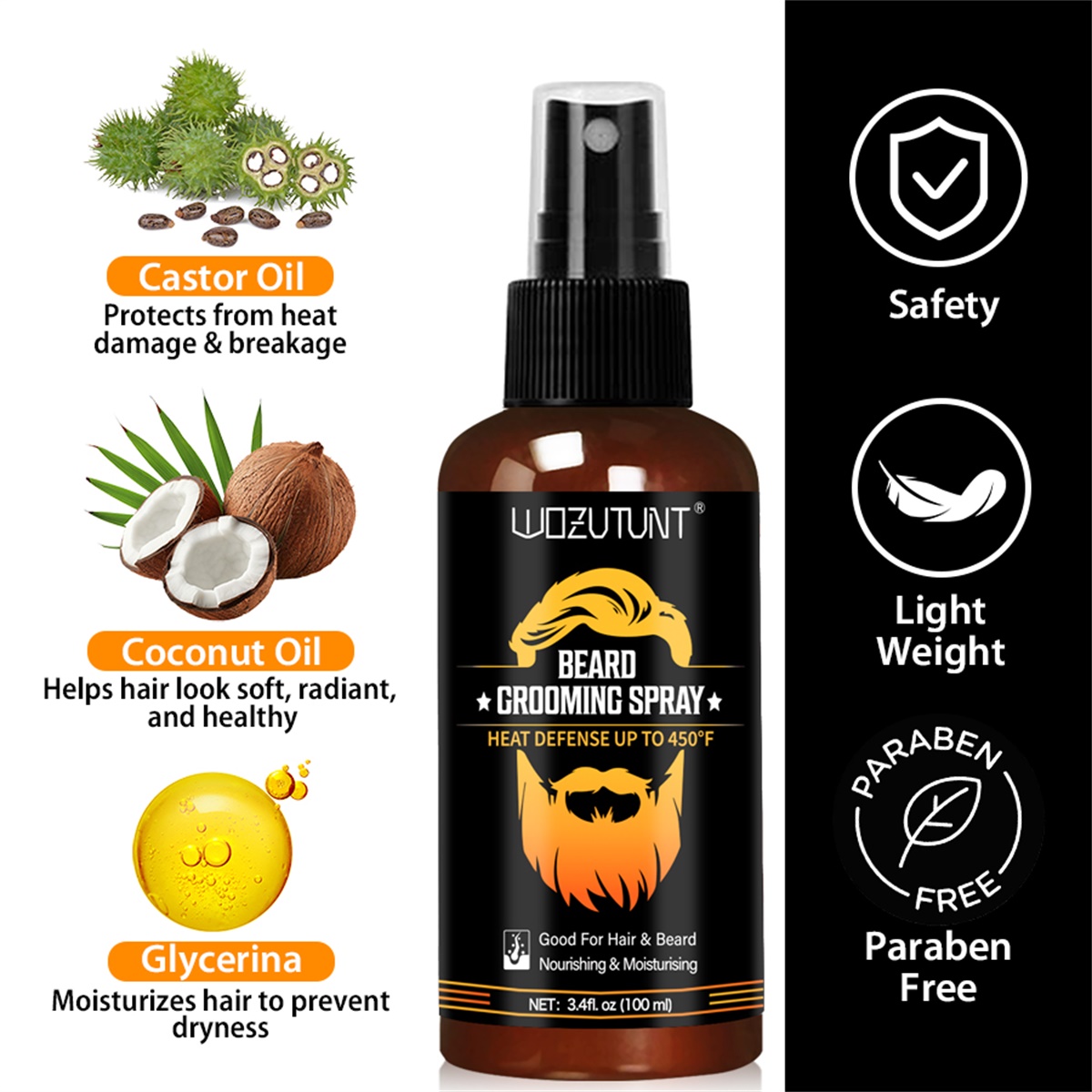 ひげのお手入れスプレー、髪やひげを紫外線や熱/化学物質による - Heat Protectant Spray のレビューと価格